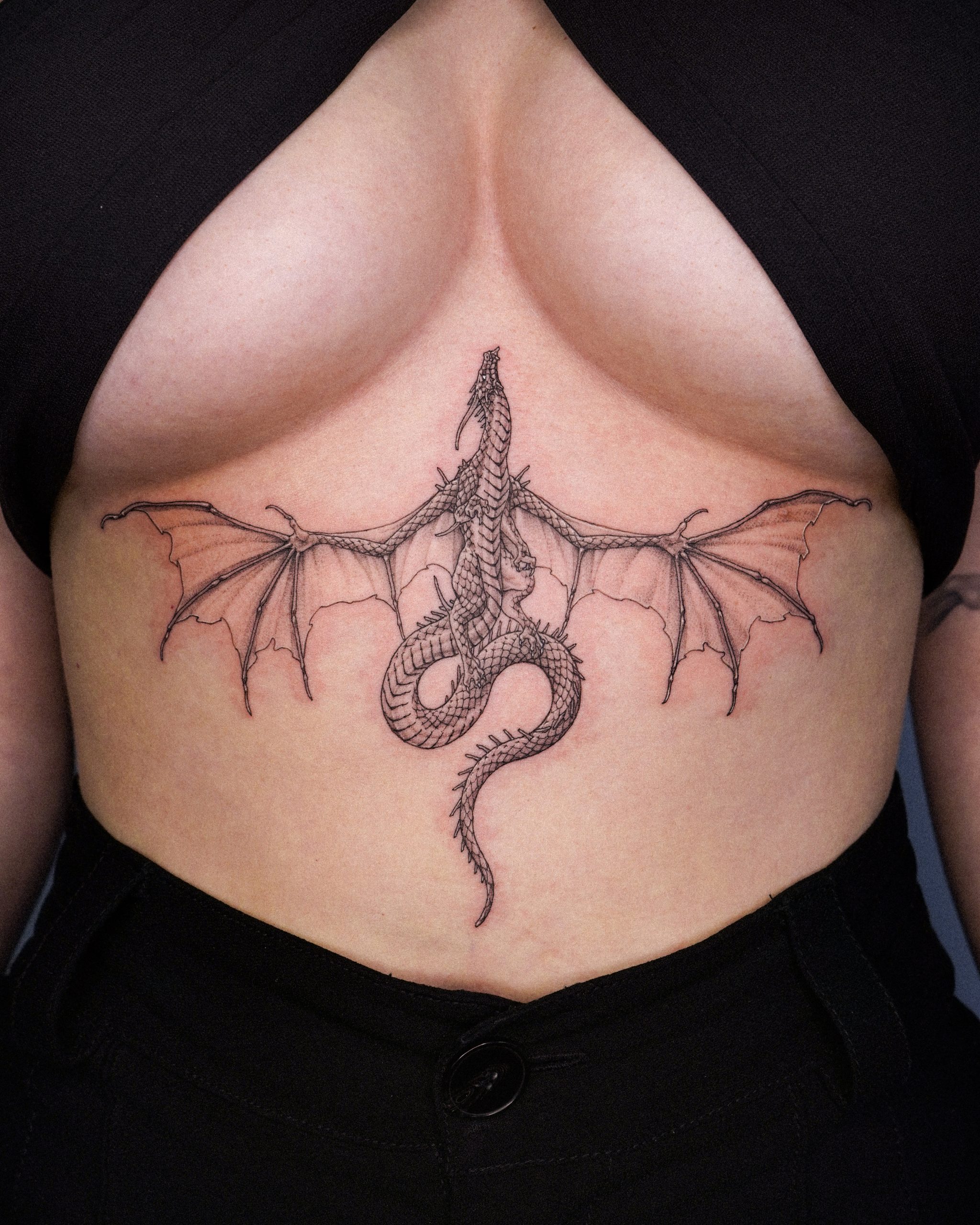 This stunning dragon sternum piece that shelbydow1 did before the  lockdown   Instagram