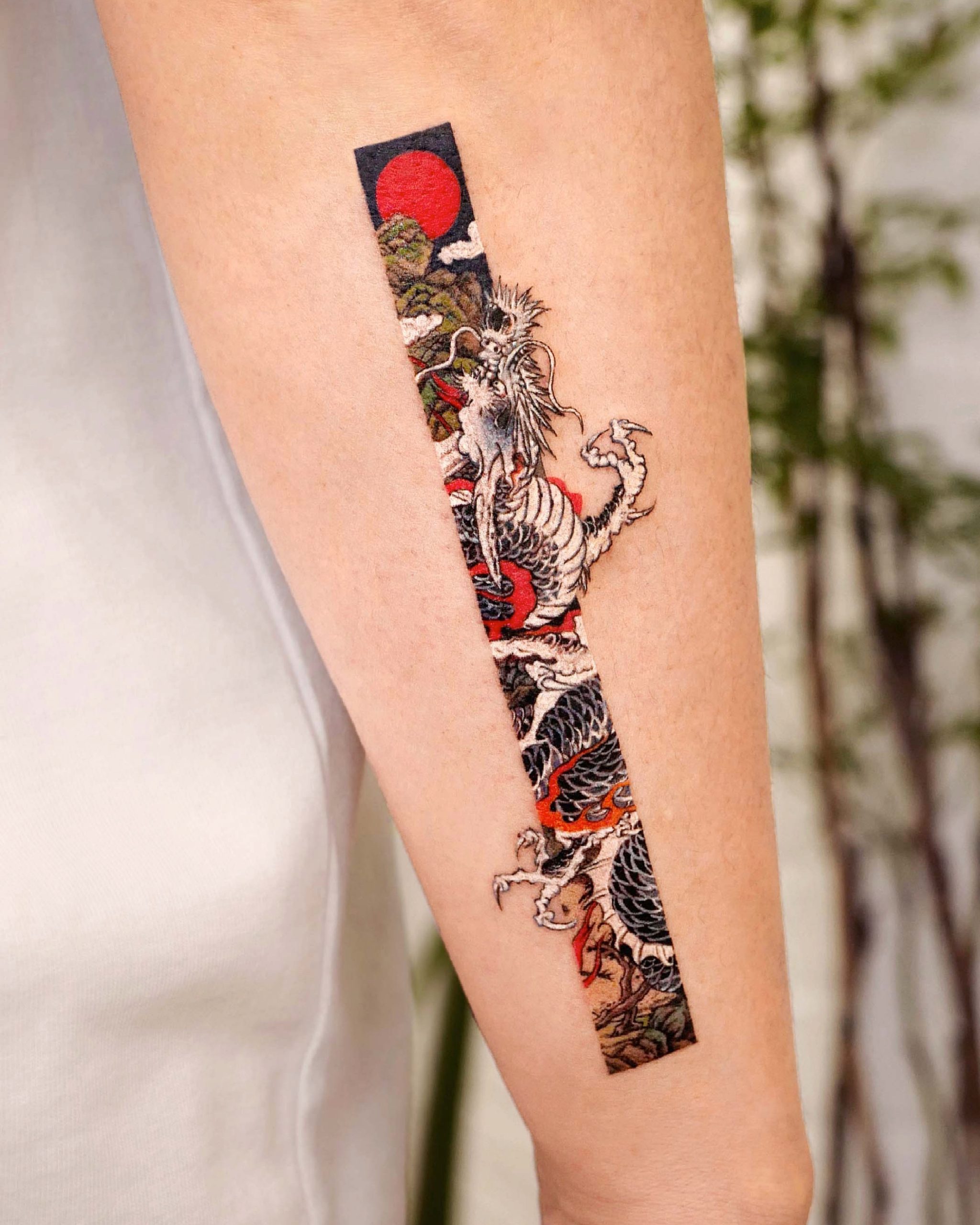 Colorful Chinese Style Half Arm Shoulder Temporary Tattoo - Temu