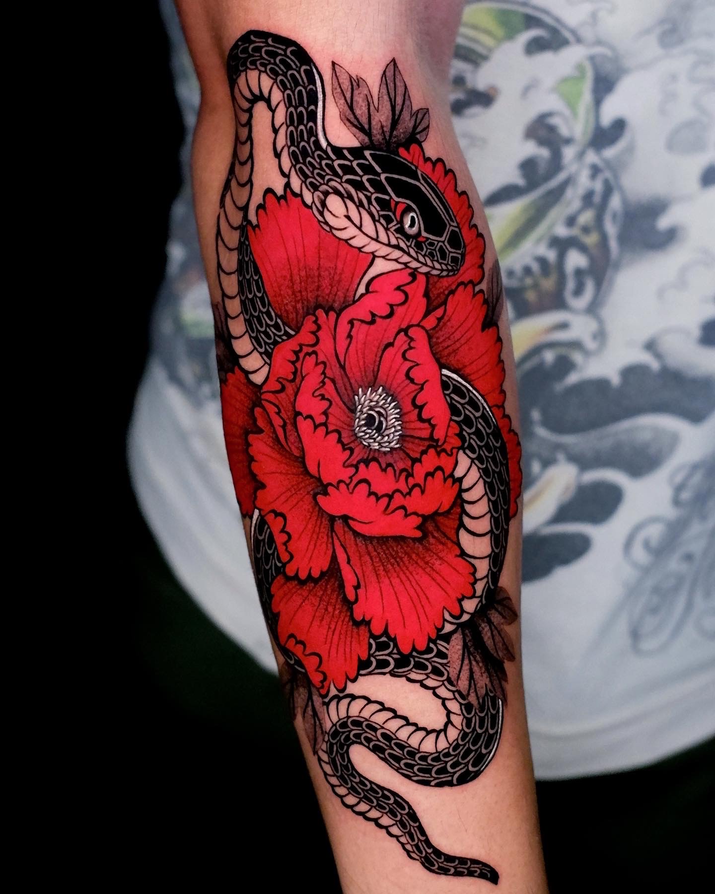 Free Photo Prompt | Ancient Japanese Painting Tattoo Red Black Design